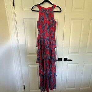 Tommy Hilfiger Halter Tiered Chiffon Maxi Dress